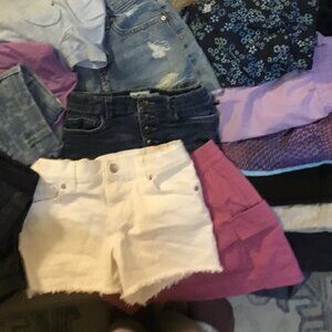 Girls Size M (8–10) Shorts Bundle: 2 Denim + Old Navy Purple Skort/Skirt
